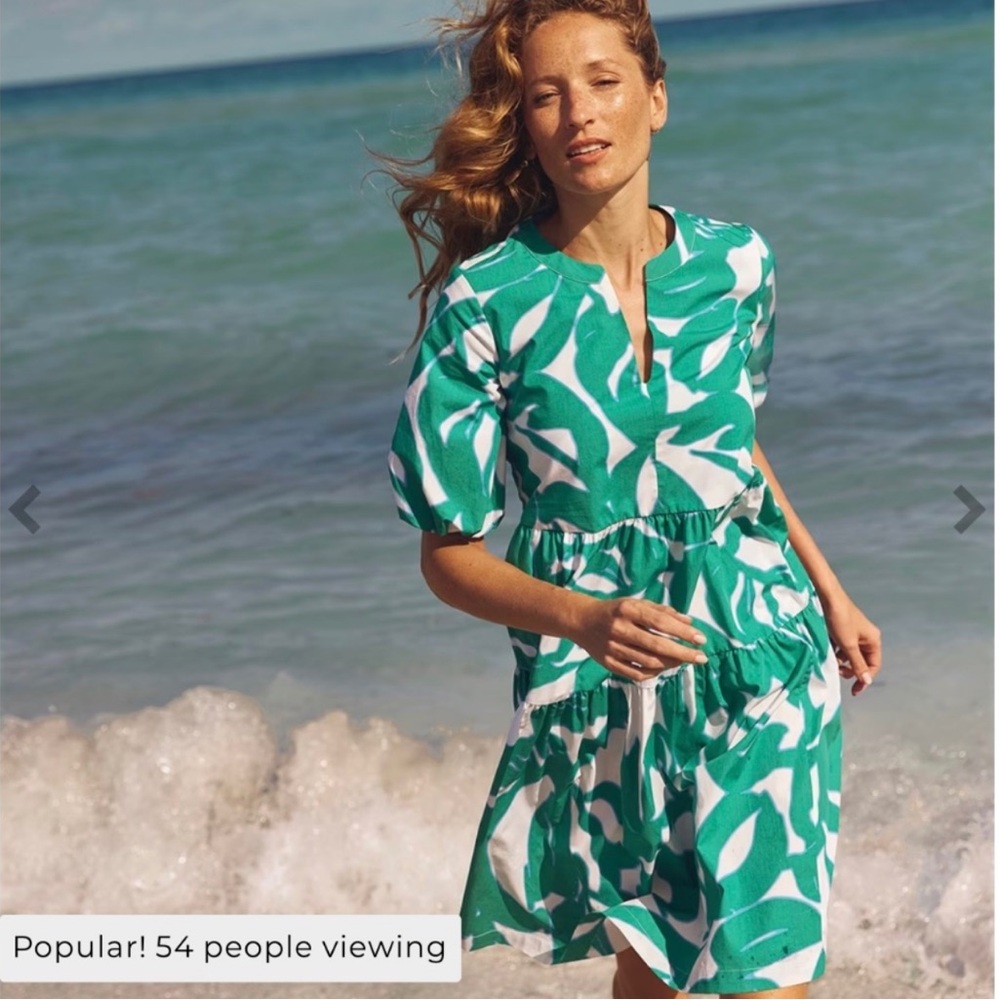 Chico's Vibrant Green Leaf Midi Dress
